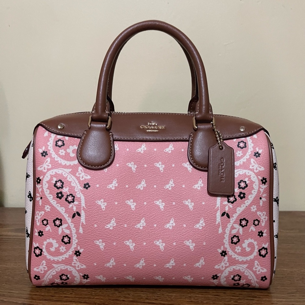 Coach Butterfly Bandana Print Bennett Satchel - Picture 8 of 14